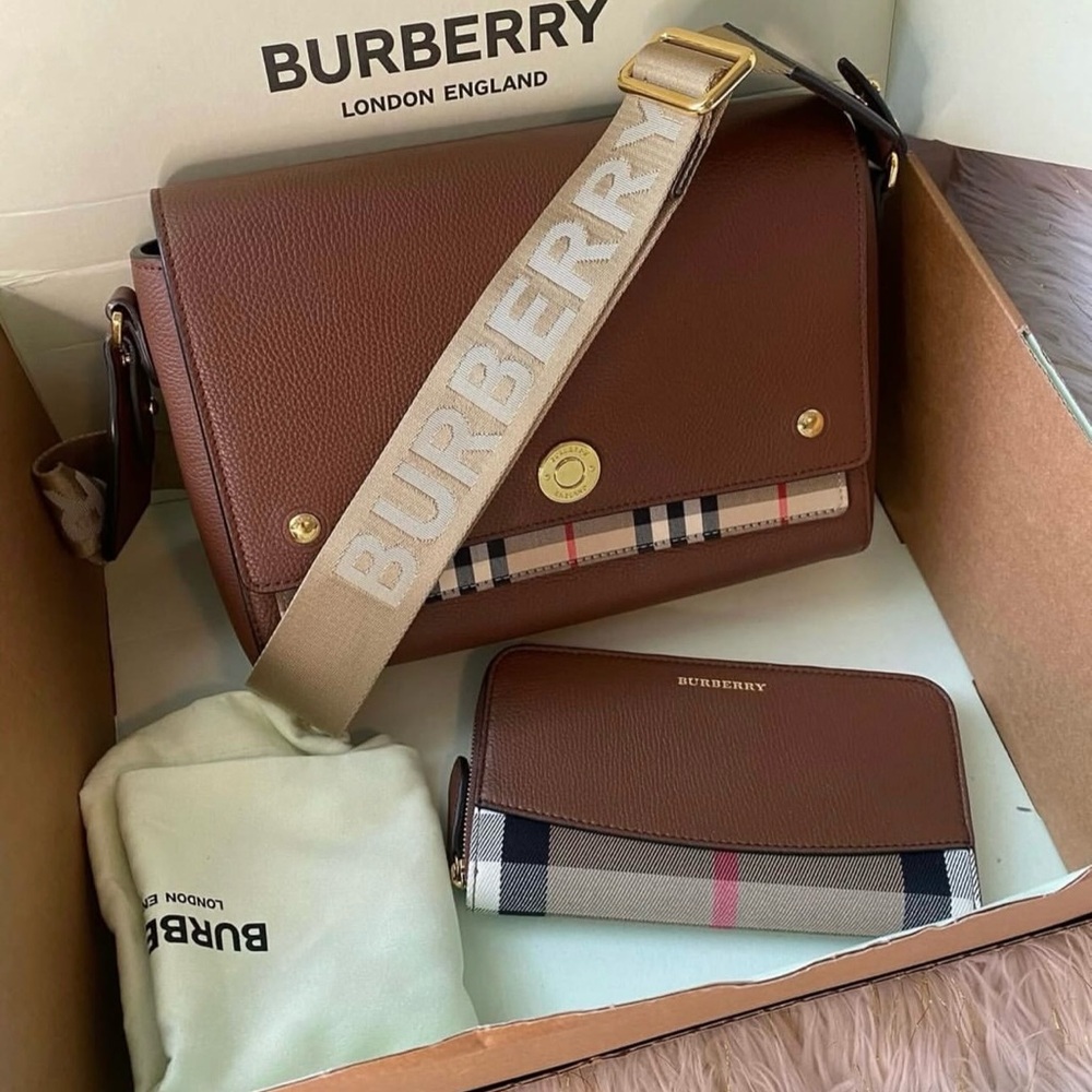 Burberry Tan Leather Crossbody Bag and Wallet
